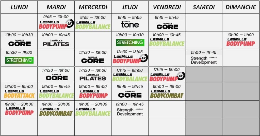 Planning fitbox alençon